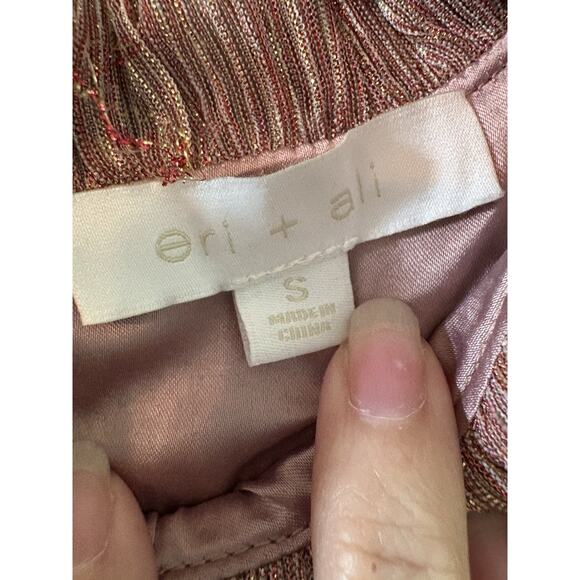 eri + ali Womens Sleeveless Small Taupe Metallic Threading Anthropologie Top - Picture 3 of 5